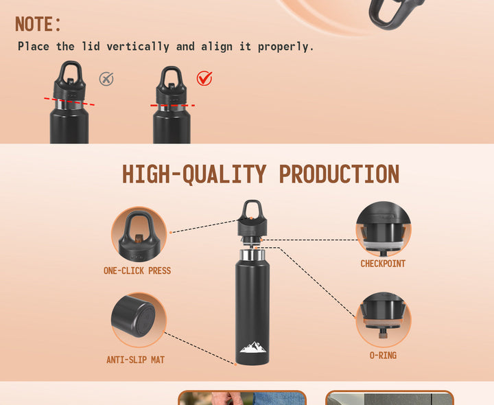 Translation missing: en.Pink 680ml Insulated Stainless Steel Water Bottle - Leakproof One-Click Lid Thermal Flask for Hot &amp; Cold Drinks