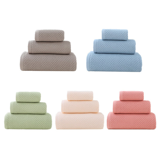 Translation missing: en.Pink Premium 3-Piece Waffle Weave Cotton Towel Set - Lightweight, Quick-Dry &amp; Absorbent - Bath, Hand, Face Cloth