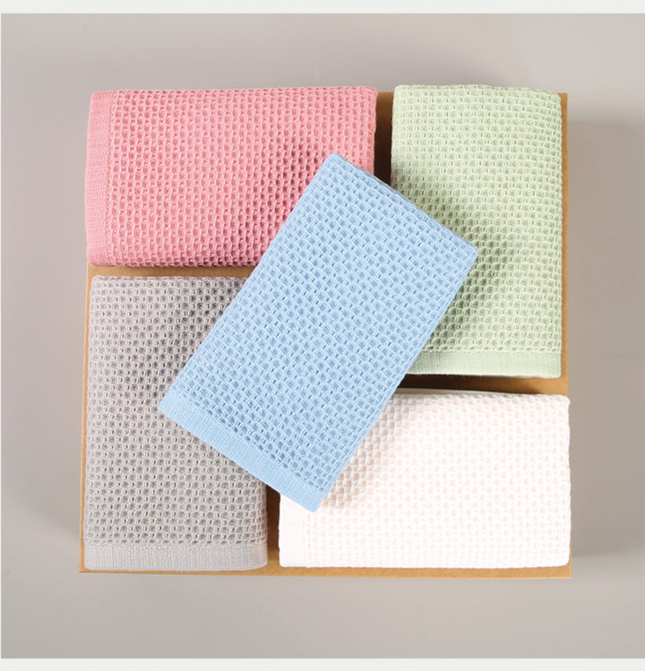 Translation missing: en.Pink Premium 3-Piece Waffle Weave Cotton Towel Set - Lightweight, Quick-Dry &amp; Absorbent - Bath, Hand, Face Cloth