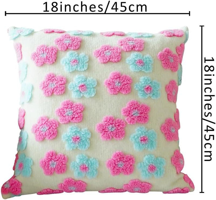 Translation missing: en.Red and Brown Charming 3D Floral Plush Cushion Covers - Set of 4, 45x45cm Soft Faux Lambswool Pillowcases for Sofa &amp; Bed Decor