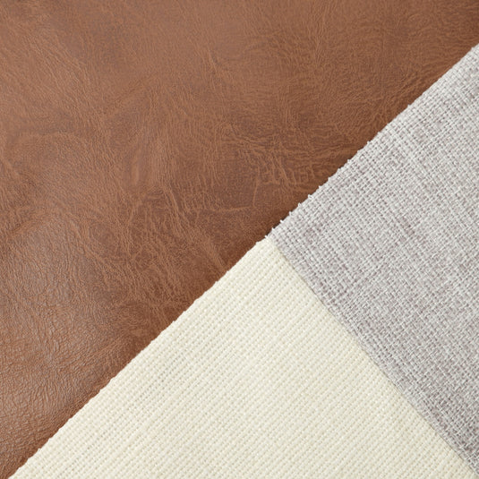 Translation missing: en.Khaki and Gray Modern Geometric Faux Leather &amp; Cotton-Linen Cushion Covers - Set of 2, 45x45cm Decorative Pillowcases for Sofa &amp; Car