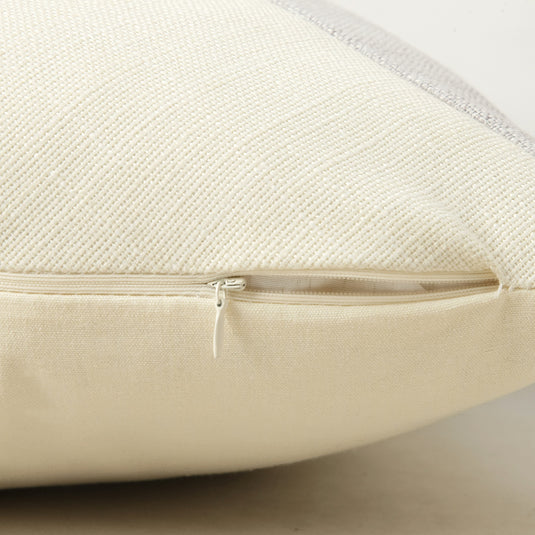 Translation missing: en.Khaki and Gray Modern Geometric Faux Leather &amp; Cotton-Linen Cushion Covers - Set of 2, 45x45cm Decorative Pillowcases for Sofa &amp; Car