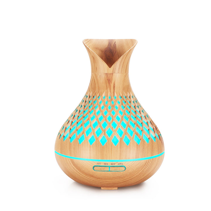 Translation missing: en.Light Woodgrain 500ml Wood-Grain Essential Oil Aroma Diffuser with Lattice Design and Humidifier