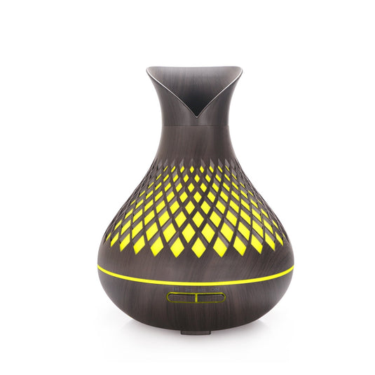 Translation missing: en.Dark Woodgrain 500ml Wood-Grain Essential Oil Aroma Diffuser with Lattice Design and Humidifier