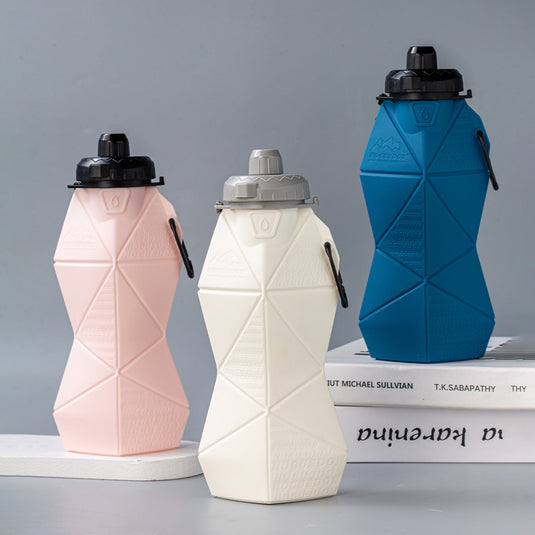 Translation missing: en.Blue and Black Cup Lid Ultimate Foldable Silicone Water Bottle - Lightweight Leakproof Travel &amp; Sports Hydration - 700ml