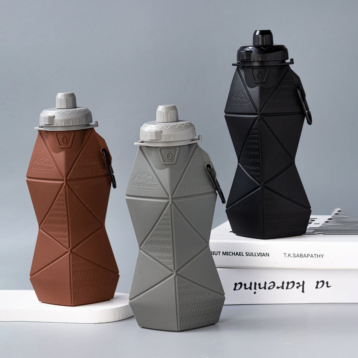 Translation missing: en.Dark Grey and Grey Cup Lid Ultimate Foldable Silicone Water Bottle - Lightweight Leakproof Travel &amp; Sports Hydration - 700ml