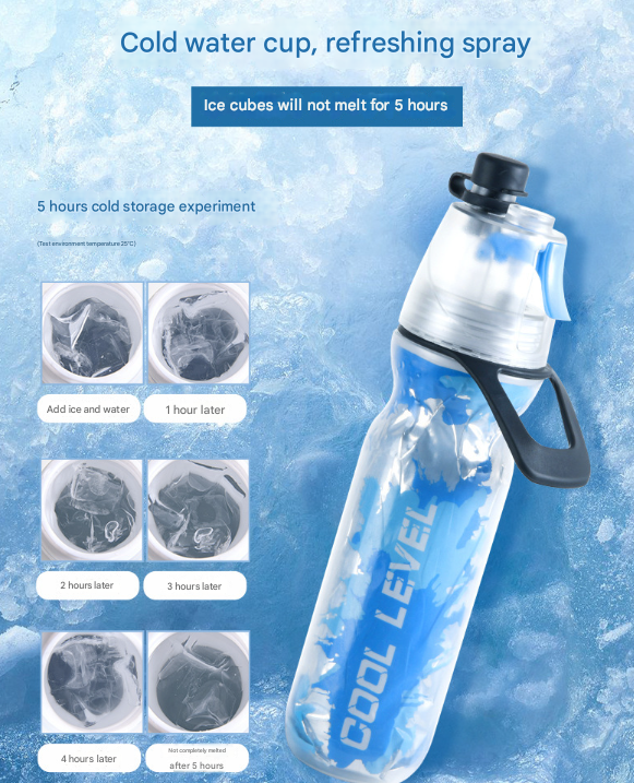 Translation missing: en.Yellow 500ML Insulated Sports Water Bottle with Cooling Mist - Triple-Layer Design Keeps Drinks Cold for Hours - Portable PE Misting Bottle