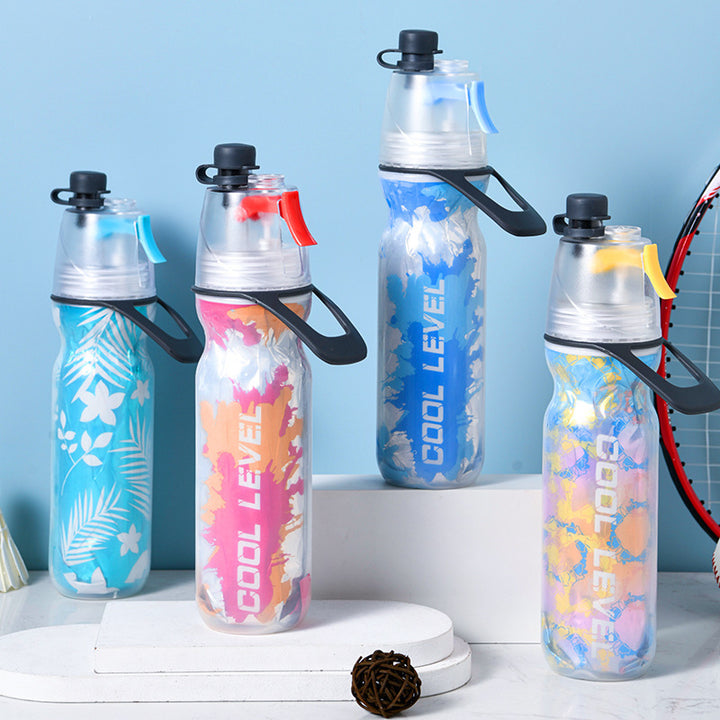 Translation missing: en.Blue 500ML Insulated Sports Water Bottle with Cooling Mist - Triple-Layer Design Keeps Drinks Cold for Hours - Portable PE Misting Bottle