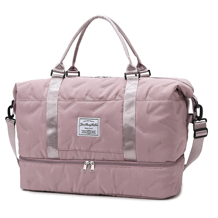 Translation missing: en.Purple Stylish Quilted Duffel Bag for Travel &amp; Gym - Large Capacity Weekender with Shoe Compartment and Wet Pocket