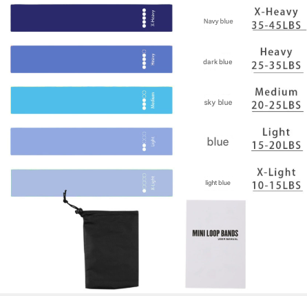 Translation missing: en.Blue 10 Pieces of 2 Sets Premium Resistance Loop Bands - Fitness Exercise Bands for Legs, Glutes, and Strength Training with Carry Bag