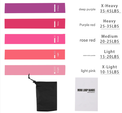 Translation missing: en.Pink 10 Pieces of 2 Sets Premium Resistance Loop Bands - Fitness Exercise Bands for Legs, Glutes, and Strength Training with Carry Bag