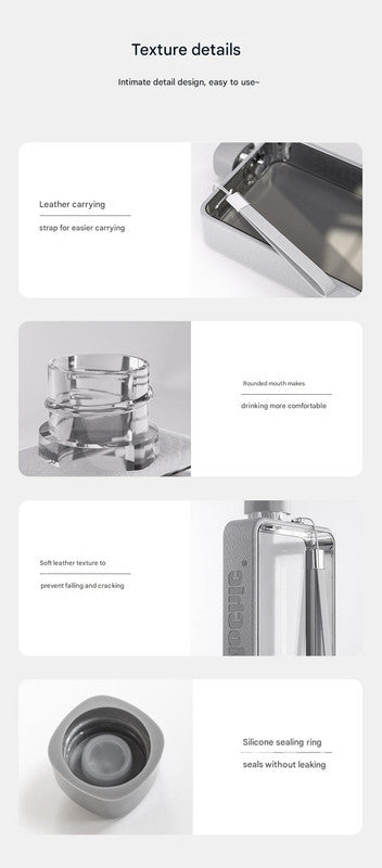 Translation missing: en.Slim Tritan Flat Water Bottle - 380ml BPA-Free, Leakproof with Leather-Textured Sleeve &amp; Strap(Black)