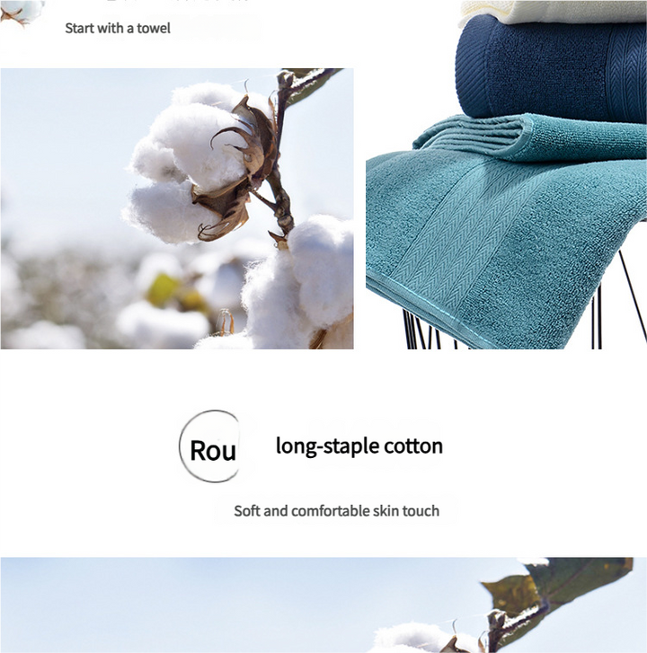 Translation missing: en.Premium Long-Staple Cotton Towel Set - 2 Hand Towels &amp; 1 Bath Towel Gift Bundle(blue)
