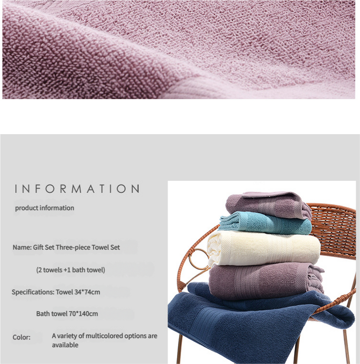 Translation missing: en.Premium Long-Staple Cotton Towel Set - 2 Hand Towels &amp; 1 Bath Towel Gift Bundle(purple)