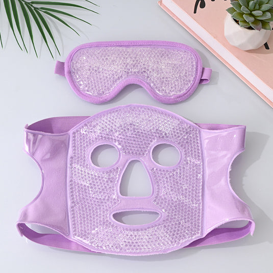 Translation missing: en.Purple Reusable Cooling Gel Bead Face Mask and Eye Mask Set - Soothing Therapy for Puffy Eyes, Headaches and Facial Relaxation