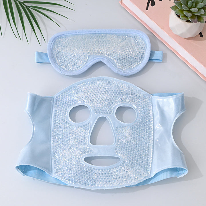 Translation missing: en.Blue Reusable Cooling Gel Bead Face Mask and Eye Mask Set - Soothing Therapy for Puffy Eyes, Headaches and Facial Relaxation