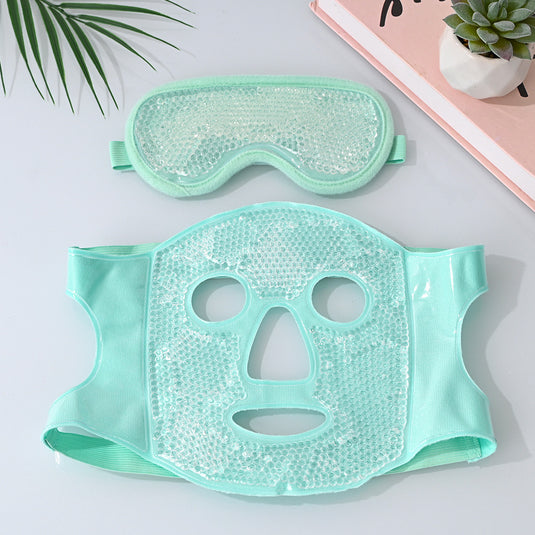 Translation missing: en.Green Reusable Cooling Gel Bead Face Mask and Eye Mask Set - Soothing Therapy for Puffy Eyes, Headaches and Facial Relaxation