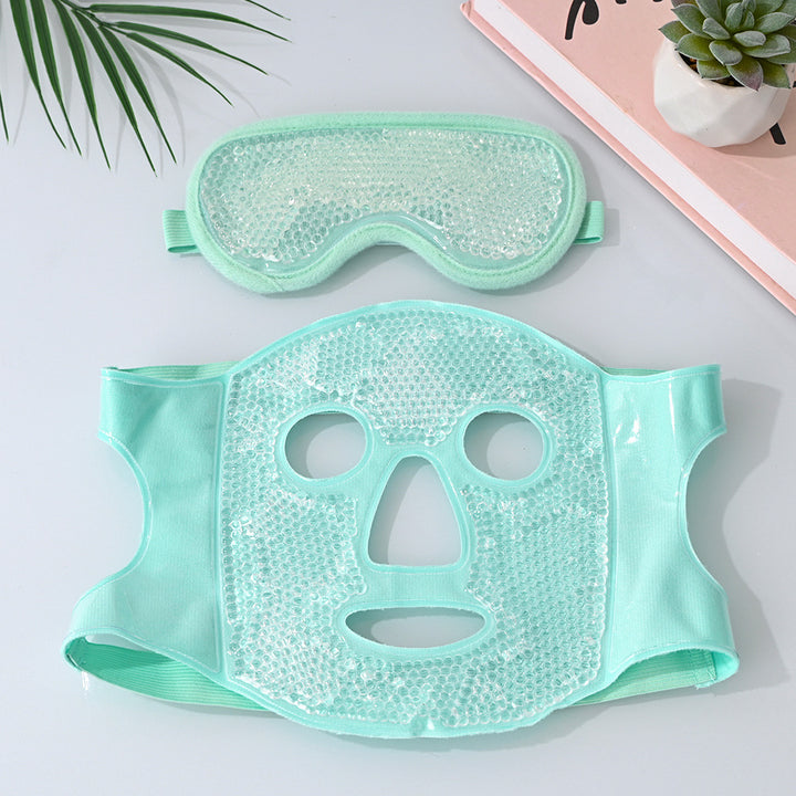 Translation missing: en.Green Reusable Cooling Gel Bead Face Mask and Eye Mask Set - Soothing Therapy for Puffy Eyes, Headaches and Facial Relaxation