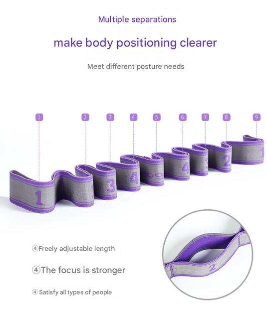 Translation missing: en.Pink 9-Loop Yoga Stretch Strap - Numbered Band for Flexibility and Physical Therapy