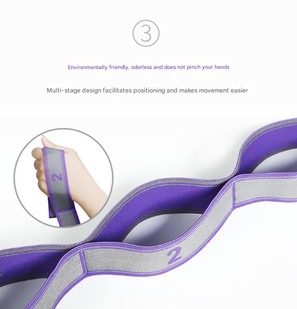 Translation missing: en.Purple 9-Loop Yoga Stretch Strap - Numbered Band for Flexibility and Physical Therapy