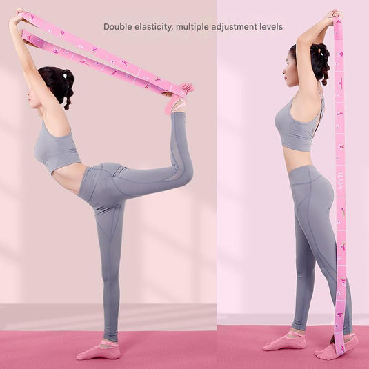 Translation missing: en.Dark Blue Instructional Yoga Stretch Strap with Embroidered Pose Guide - 11-Loop Flexibility Band
