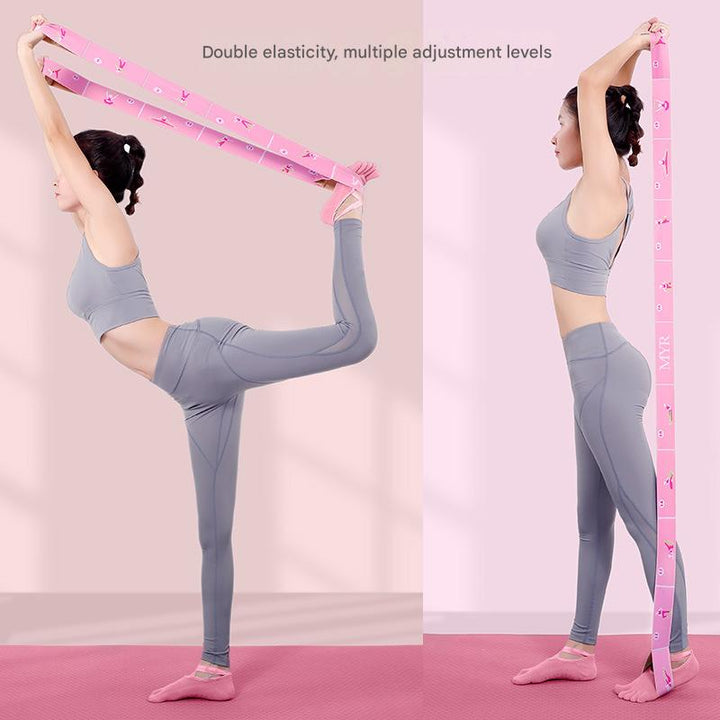 Translation missing: en.Dark Blue Instructional Yoga Stretch Strap with Embroidered Pose Guide - 11-Loop Flexibility Band