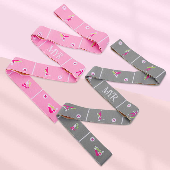 Translation missing: en.Dark Blue Instructional Yoga Stretch Strap with Embroidered Pose Guide - 11-Loop Flexibility Band