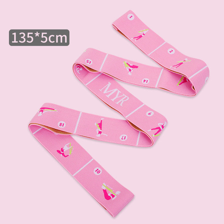 Translation missing: en.Pink Instructional Yoga Stretch Strap with Embroidered Pose Guide - 11-Loop Flexibility Band