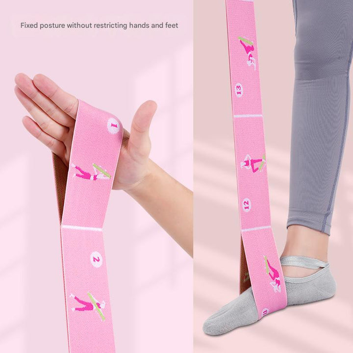 Translation missing: en.Grey Instructional Yoga Stretch Strap with Embroidered Pose Guide - 11-Loop Flexibility Band