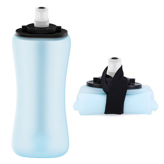 Translation missing: en.Blue Collapsible Handheld Running Flask - 350ml Lightweight Silicone Water Bottle with Bite Valve