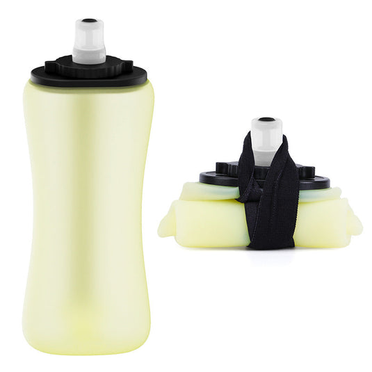 Translation missing: en.Yellow Collapsible Handheld Running Flask - 350ml Lightweight Silicone Water Bottle with Bite Valve