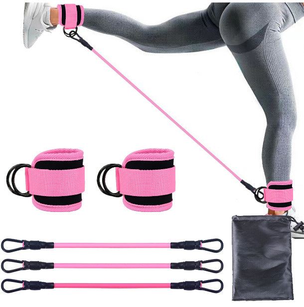 Translation missing: en.Pink Black Snap Resistance Bands Set with Ankle Straps for Glute Kickbacks &amp; Leg Workouts (10-30lbs)