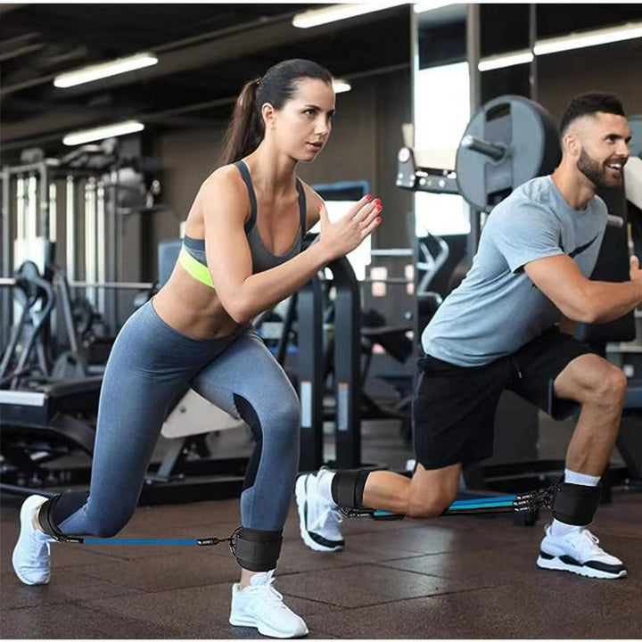 Translation missing: en.Pink Black Snap Resistance Bands Set with Ankle Straps for Glute Kickbacks &amp; Leg Workouts (10-30lbs)