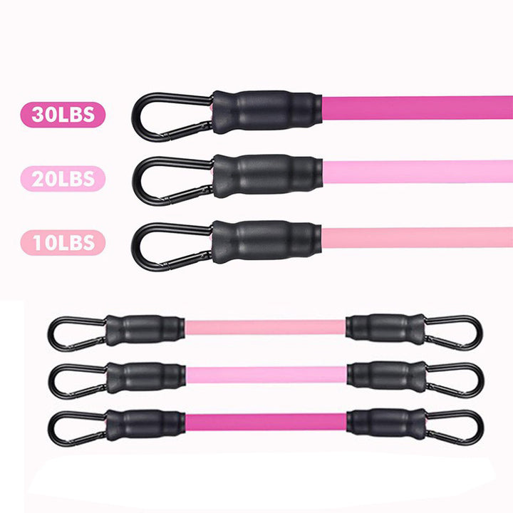 Translation missing: en.Pink Black Snap Resistance Bands Set with Ankle Straps for Glute Kickbacks &amp; Leg Workouts (10-30lbs)