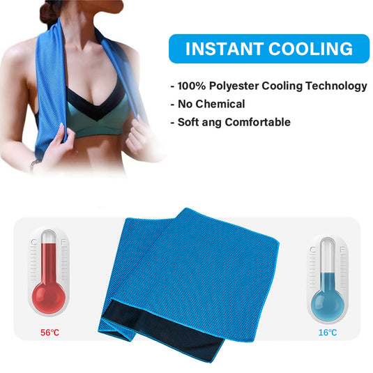 Translation missing: en.Black 5 Pack Instant Cooling Towel Set Soft Breathable Sports Sweat Towel for Gym Yoga Running Hiking and Outdoor Activities 30x80cm