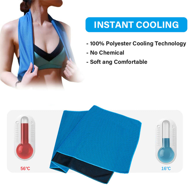 Translation missing: en.Black 5 Pack Instant Cooling Towel Set Soft Breathable Sports Sweat Towel for Gym Yoga Running Hiking and Outdoor Activities 30x80cm