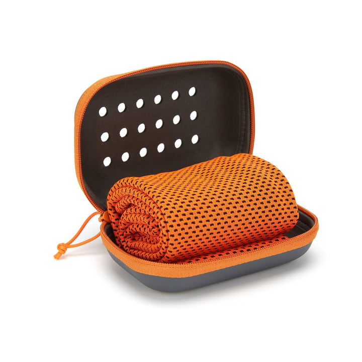 Translation missing: en.2-PCS Bright orange Instant Cooling Towel with EVA Case 30x90cm Breathable Ice Silk Sports Towel Quick Dry for Gym Yoga and Outdoor Workouts