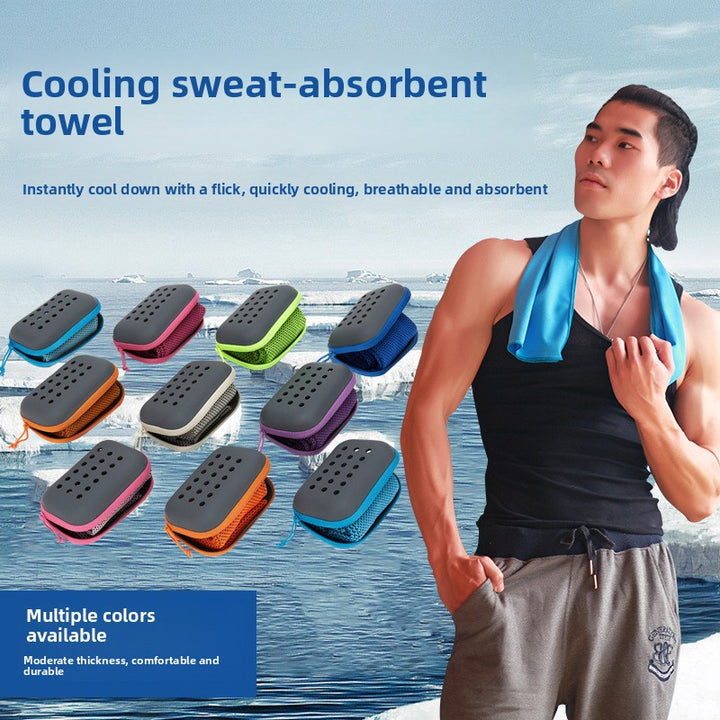Translation missing: en.2-PCS Bright green Instant Cooling Towel with EVA Case 30x90cm Breathable Ice Silk Sports Towel Quick Dry for Gym Yoga and Outdoor Workouts