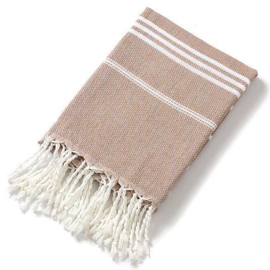 Translation missing: en.3 Pack Turkish Style Beach Towel Set 90x180cm - Quick Dry Lightweight Large Peshtemal Bath Sheet with Tassels - Brown, Blue&amp;Orange