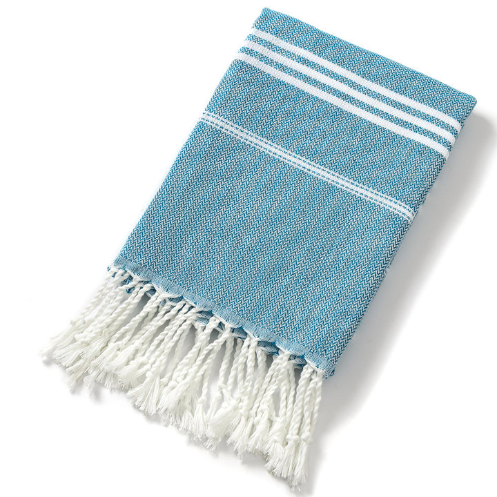 Translation missing: en.3 Pack Turkish Style Beach Towel Set 90x180cm - Quick Dry Lightweight Large Peshtemal Bath Sheet with Tassels - Brown, Blue&amp;Orange