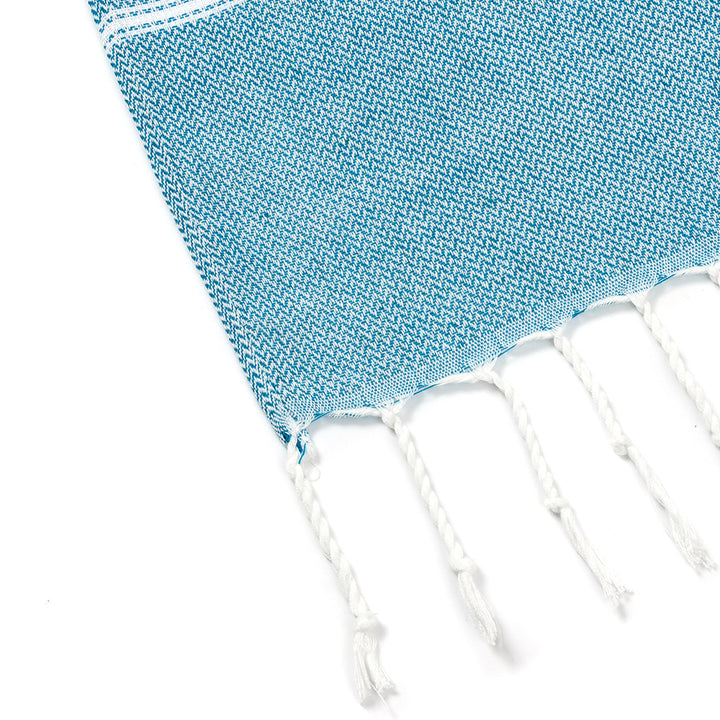 Translation missing: en.3 Pack Turkish Style Beach Towel Set 90x180cm - Quick Dry Lightweight Large Peshtemal Bath Sheet with Tassels - Brown, Blue&amp;Orange