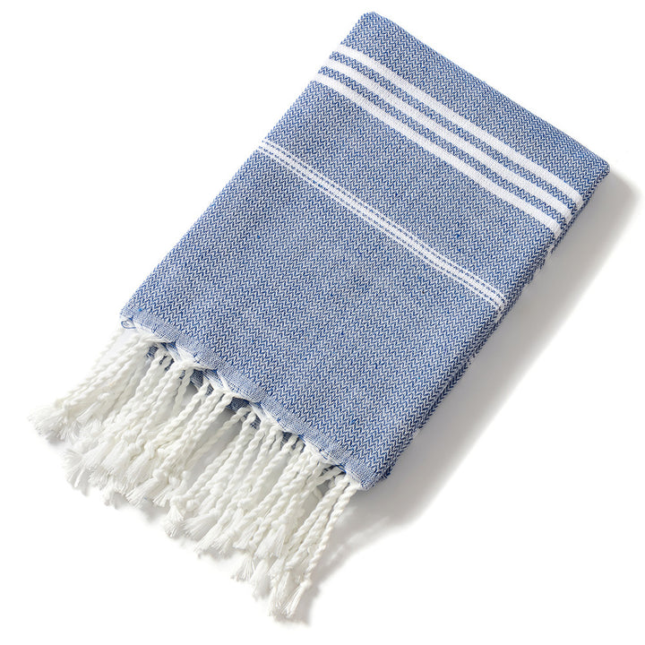 Translation missing: en.3 Pack Turkish Style Beach Towel Set 90x180cm - Quick Dry Lightweight Large Peshtemal Bath Sheet with Tassels - Royal blue, Black &amp; Green