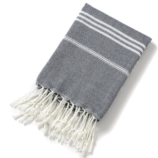 Translation missing: en.3 Pack Turkish Style Beach Towel Set 90x180cm - Quick Dry Lightweight Large Peshtemal Bath Sheet with Tassels - Royal blue, Black &amp; Green
