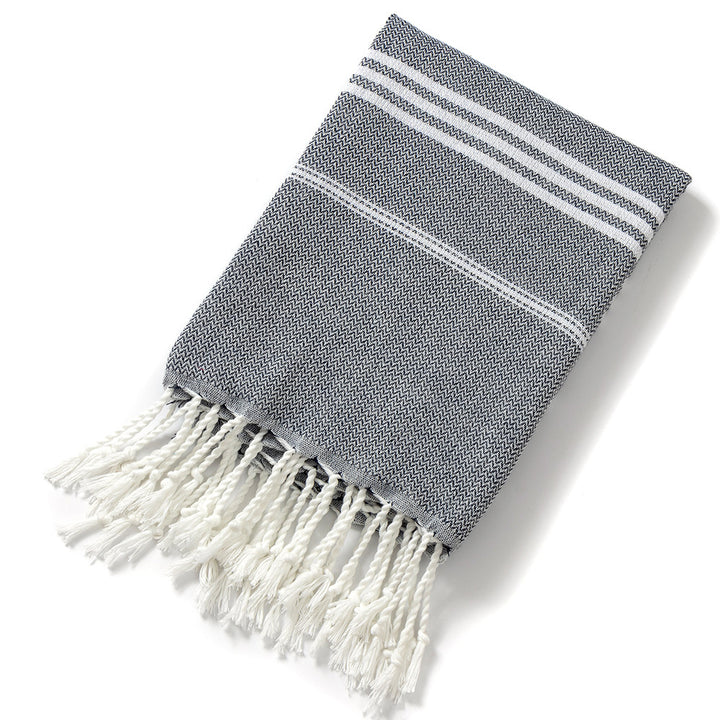 Translation missing: en.3 Pack Turkish Style Beach Towel Set 90x180cm - Quick Dry Lightweight Large Peshtemal Bath Sheet with Tassels - Royal blue, Black &amp; Green