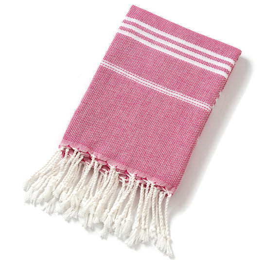 Translation missing: en.3 Pack Turkish Style Beach Towel Set 90x180cm - Quick Dry Lightweight Large Peshtemal Bath Sheet with Tassels - Rose red, Yellow &amp; Light Yellow