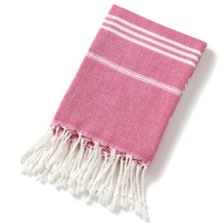 Translation missing: en.3 Pack Turkish Style Beach Towel Set 90x180cm - Quick Dry Lightweight Large Peshtemal Bath Sheet with Tassels - Rose red, Yellow &amp; Light Yellow