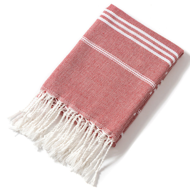 Translation missing: en.3 Pack Turkish Style Beach Towel Set 90x180cm - Quick Dry Lightweight Large Peshtemal Bath Sheet with Tassels - Red, Light Purple &amp; Light Blue