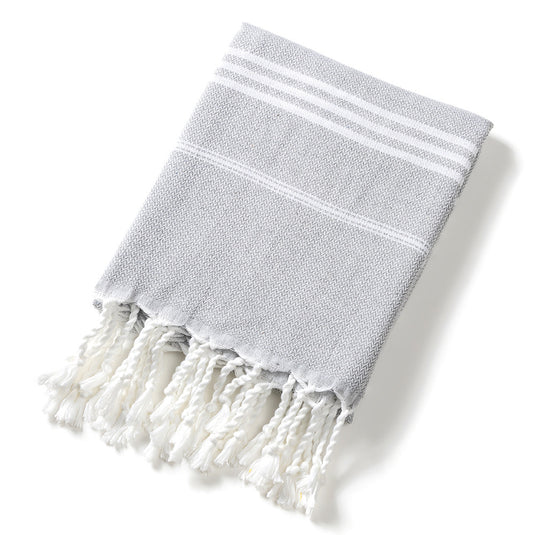 Translation missing: en.3 Pack Turkish Style Beach Towel Set 90x180cm - Quick Dry Lightweight Large Peshtemal Bath Sheet with Tassels - Emerald green, Light Gray &amp; Pink
