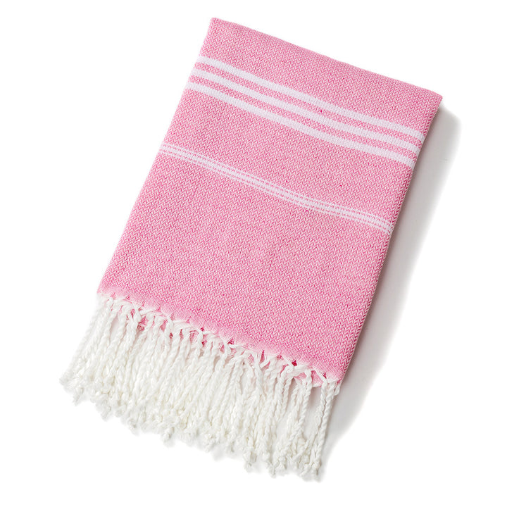 Translation missing: en.3 Pack Turkish Style Beach Towel Set 90x180cm - Quick Dry Lightweight Large Peshtemal Bath Sheet with Tassels - Emerald green, Light Gray &amp; Pink