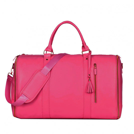 Translation missing: en.Rose-Red 56-75L Large Capacity Foldable Garment Duffel Bag with Shoe Pouch - PU Leather Convertible Suit Carrier, Anti-Wrinkle Travel &amp; Weekender Bag
